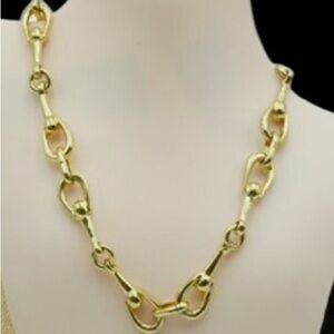 Celine Vintage Rare Horsebit Gold Plated Chain Necklace